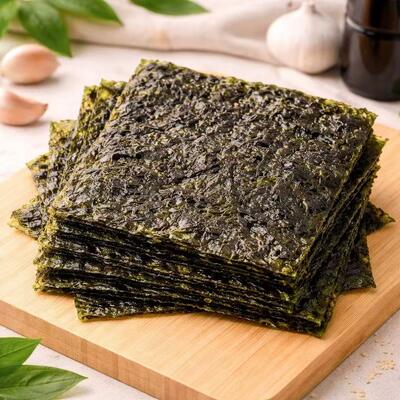 اسنک های جلبک دریایی برشته شده کم چرب و بدون گلوتن با طعم نمک دریا، دارای گواهی BRC، برای خرده فروشی و صنایع غذایی